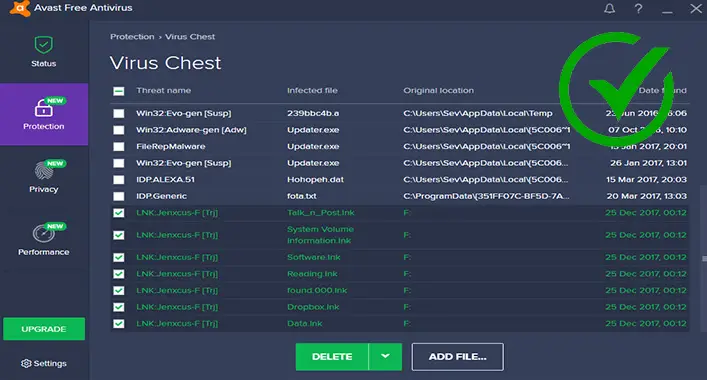 Avast Virus Chest No Restore Option